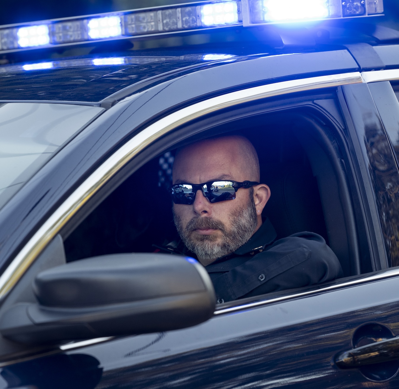 A university police officer, highlighting one of many resources to keep Ole Miss students safe.