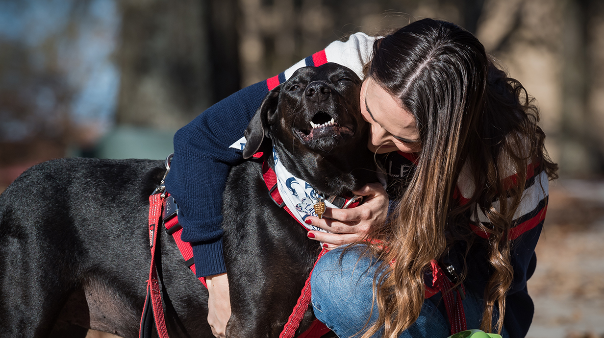 Student pets her emotional support animal