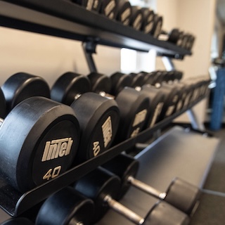 photo of weight room rack