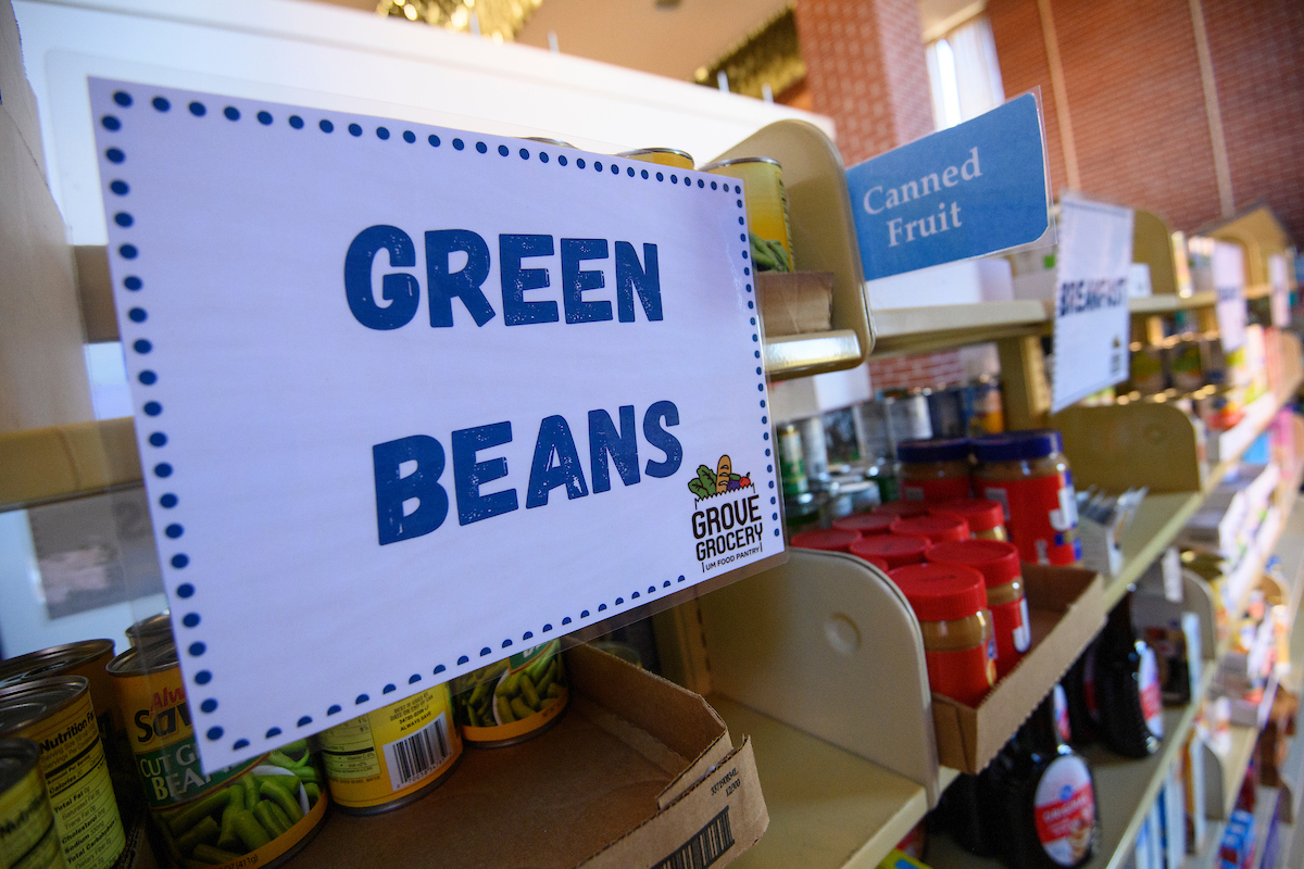 Canned food on a shelf