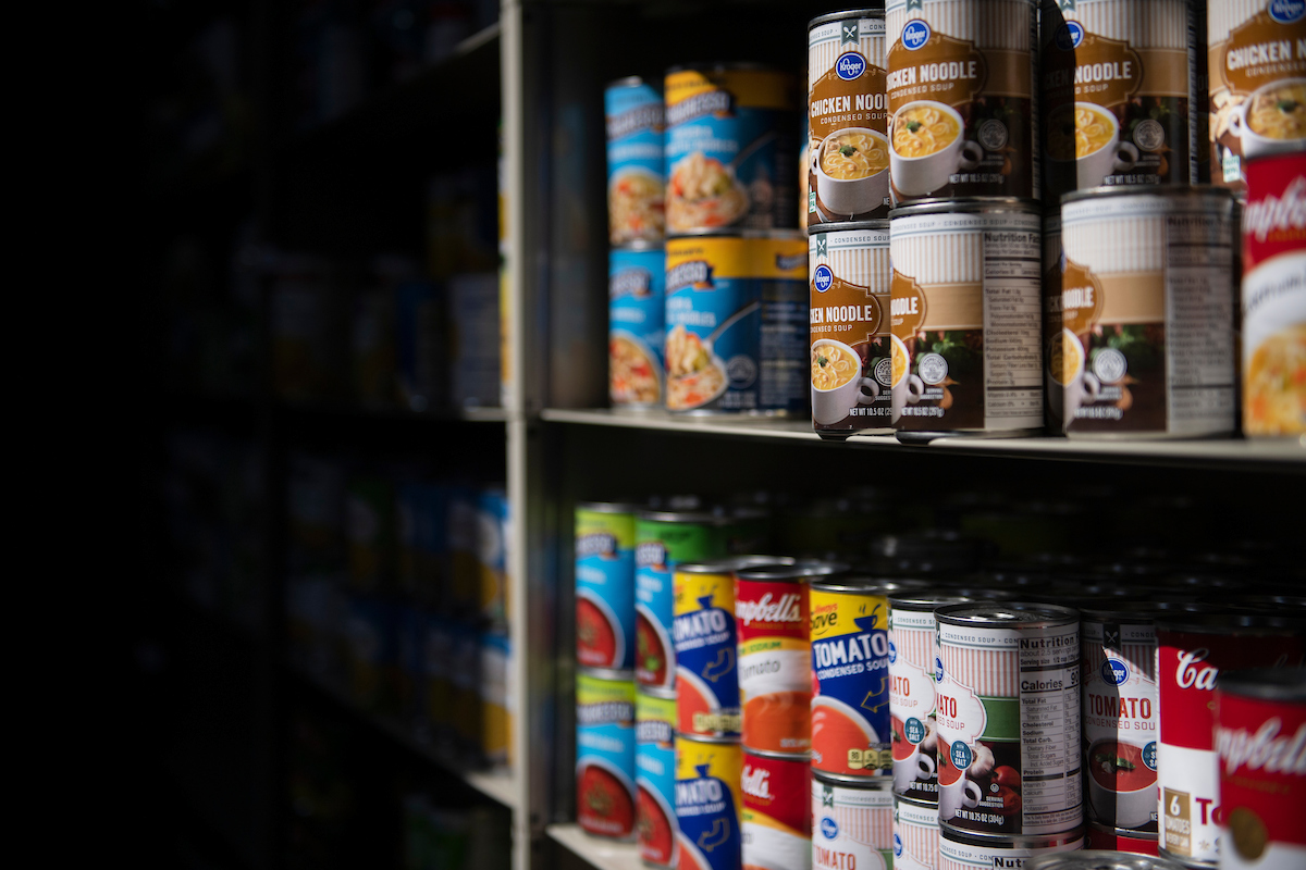 canned food on a shelf