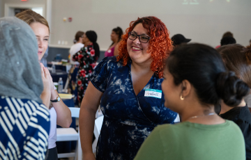 Students enaging in a career fair