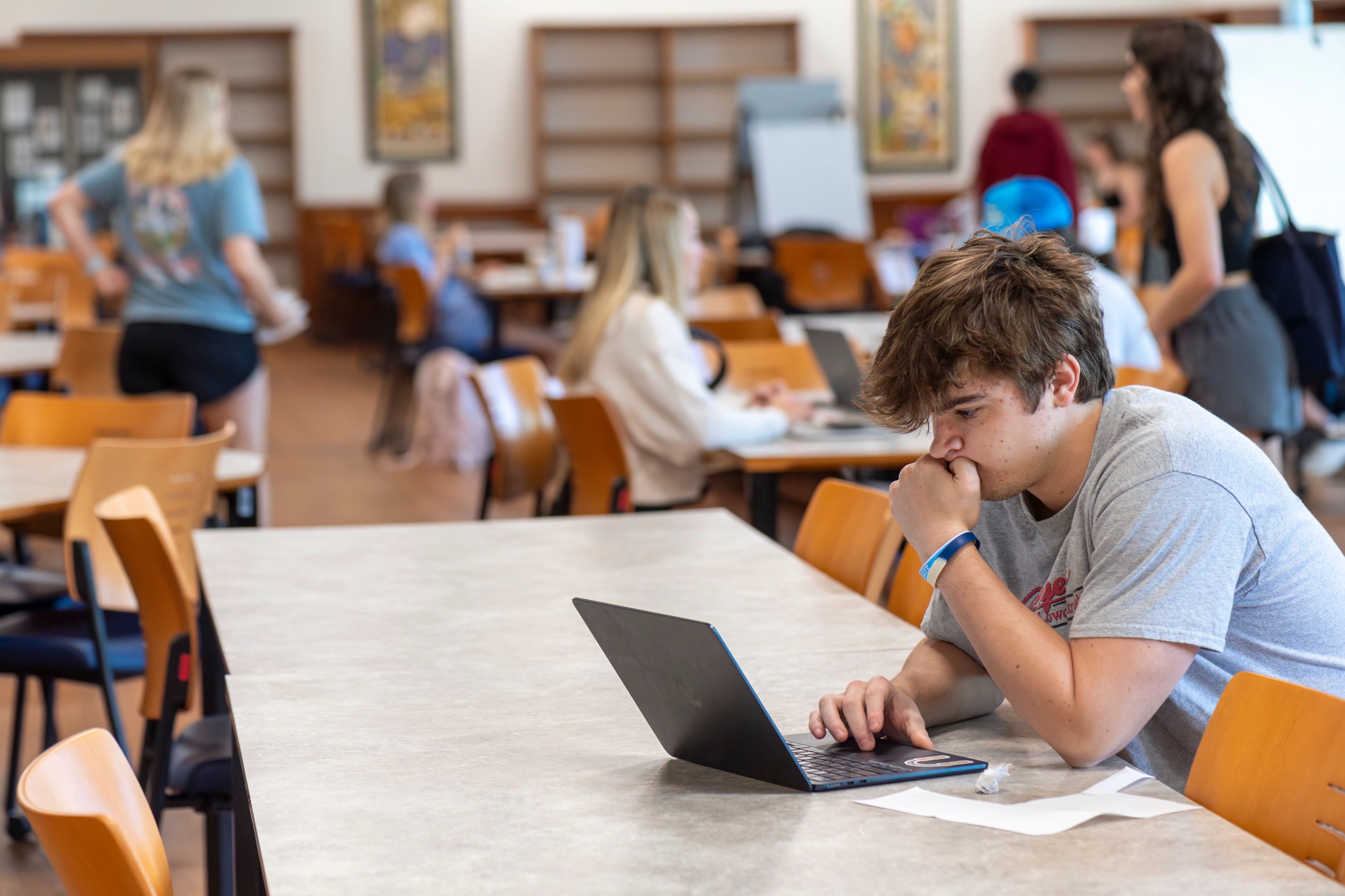 A student studying in the library