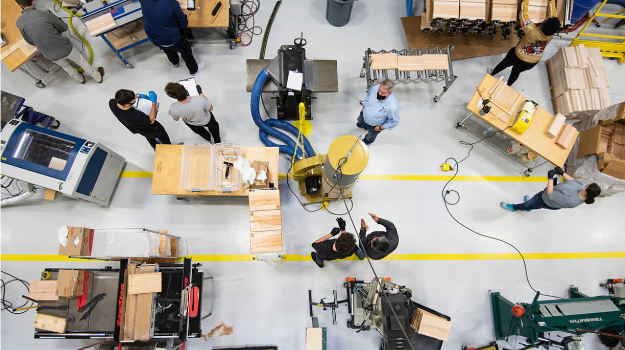 Overhead shot of factory floor