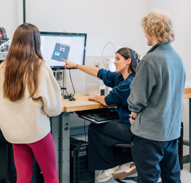 Students use equipment in the CME Maker Space