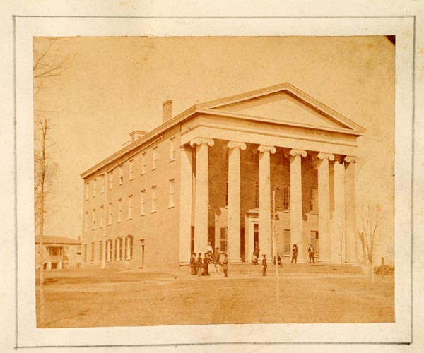 The Lyceum Building, A three-story brick structure containing lecture rooms, a chemistry laboratory, and the library