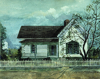 Watercolor of Faulkner's Birthplace