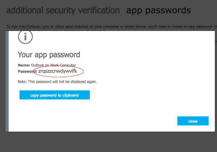 generated app password