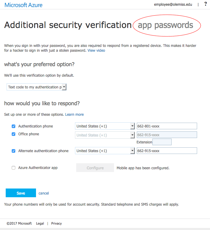 link to app passwords