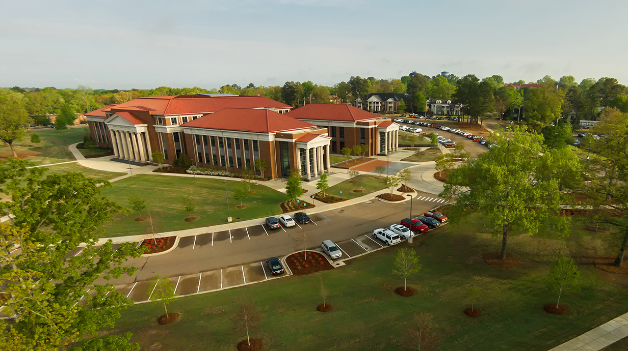 Aerial view of the University of Mississippi School of Law