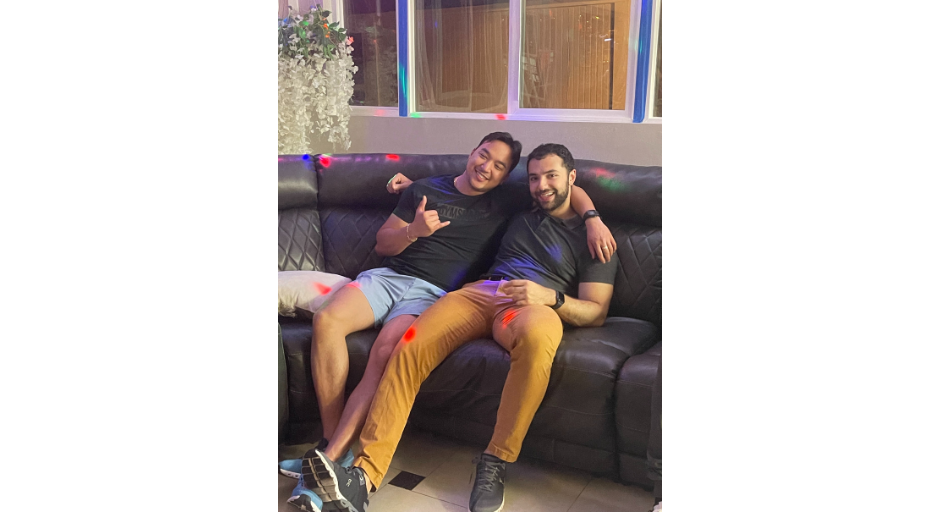Image of Ahmed Orabi and Christipher Le hanging out.