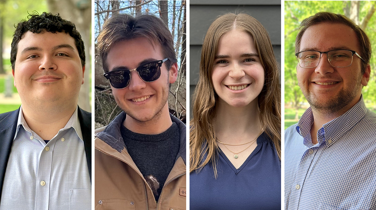A collage of portraits of three young men and a young woman.