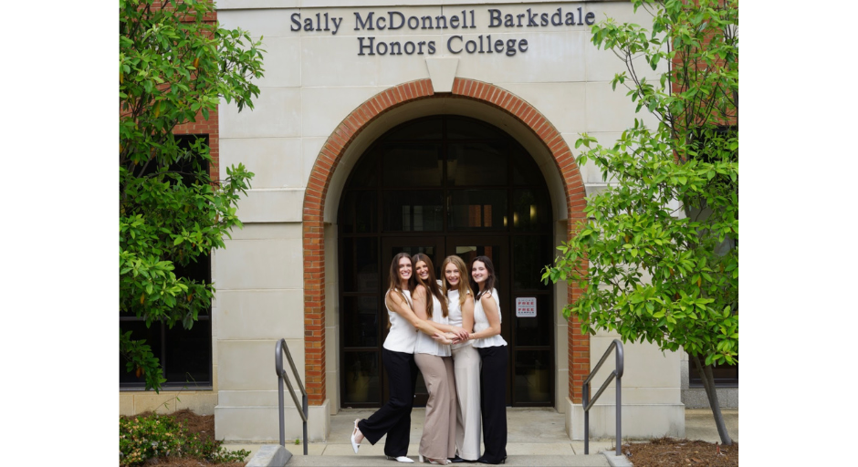 Anna Owens, Ally Grace Bounds, Kendall Kelly, and AC Rester after successfully defending their honors thesis. 