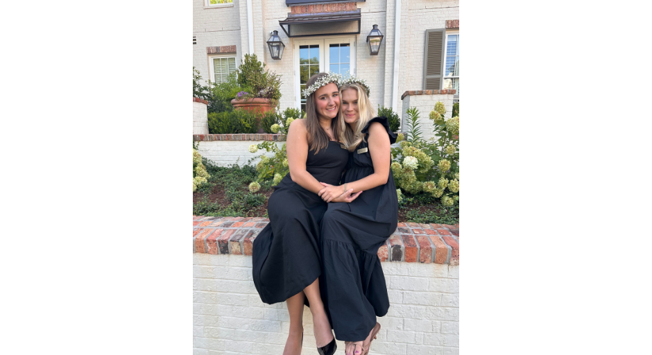 An image of Bay Merrell and Camryn Devine at preference round for Chi O during their senior year. 