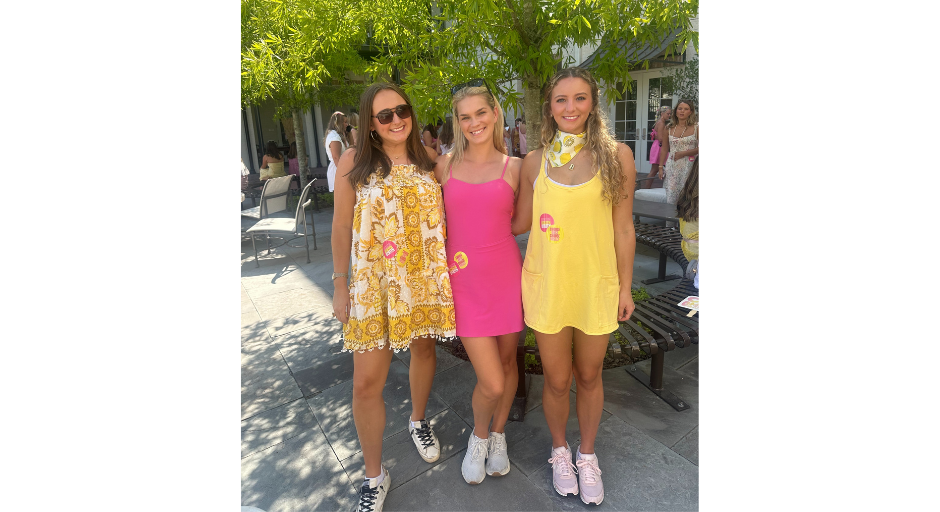 Bay Merrell (left), Camryn Devine and Belle Carter at their senior year Bid Day.