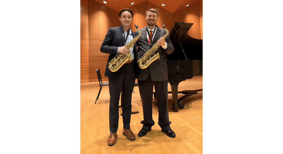 An image of Bobby Onsby (left) and Eric Harper (right) after their senior recital.