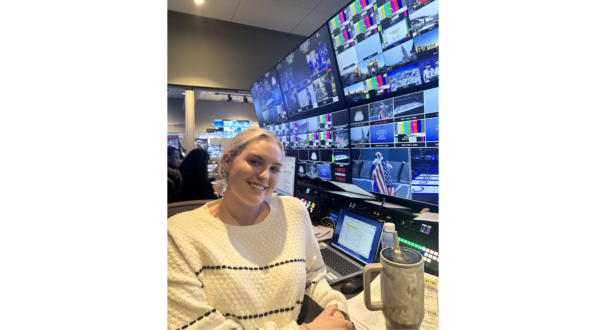 An image of Keiran at the NBC Sports headquarter's production studio.
