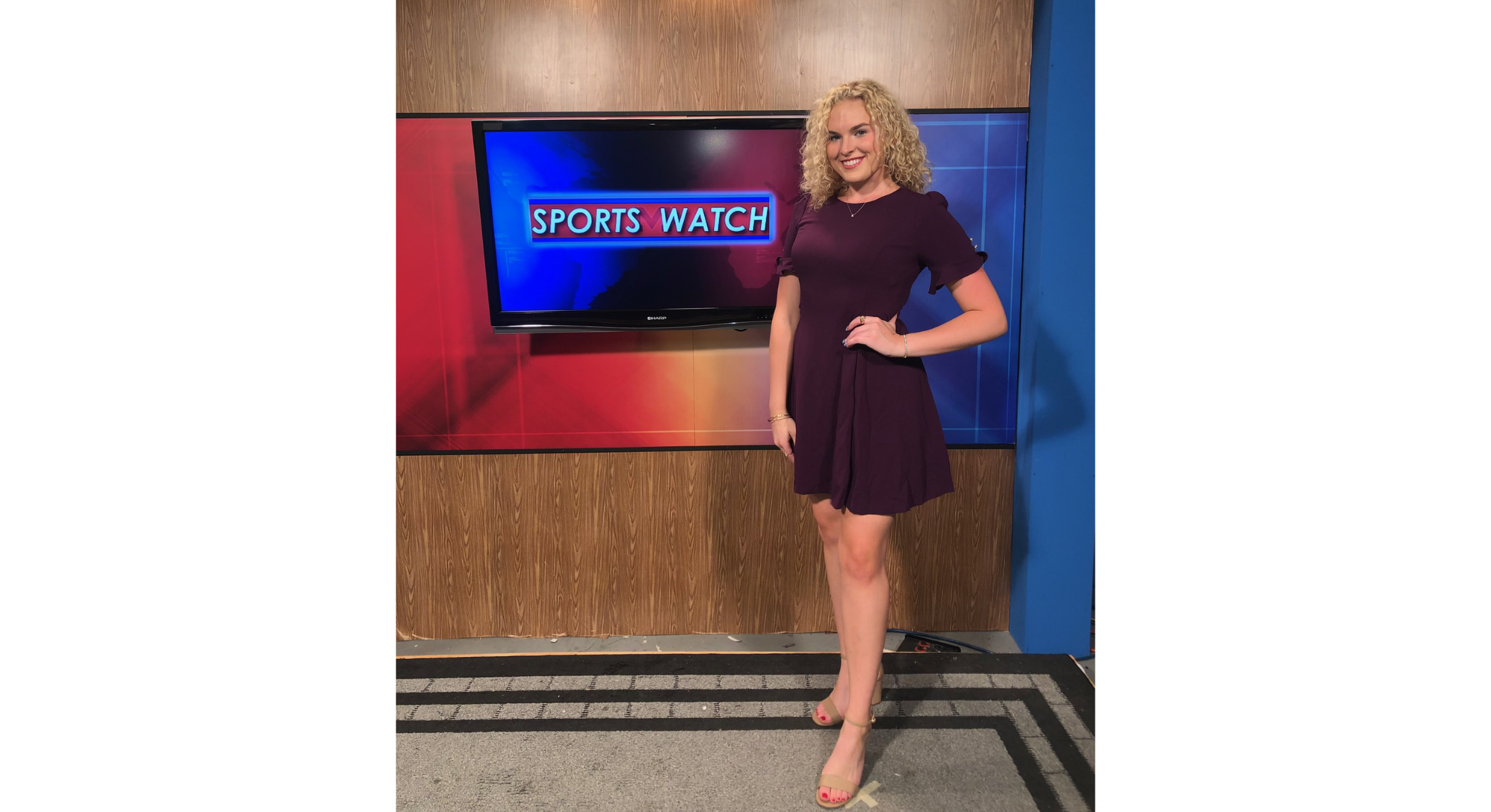 An image of Keiran on the NewsWatch set.
