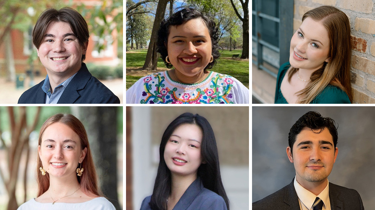 Collage of headshots of three young men and three young women.