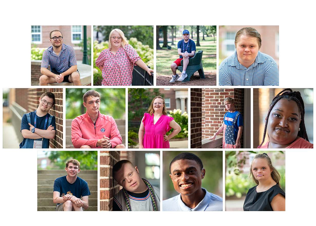 Group photo collage of 13 students arranged in three rows.