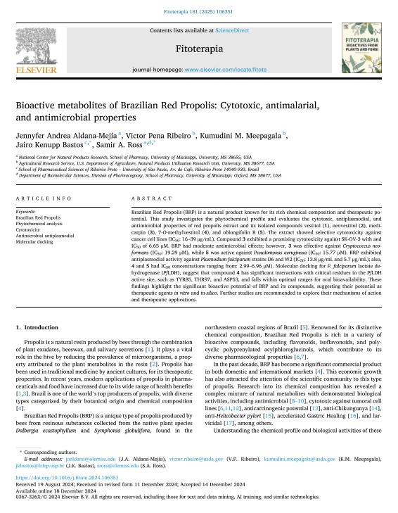 Cover for the publication "Bioactive metabolites of Brazilian Red Propolis"