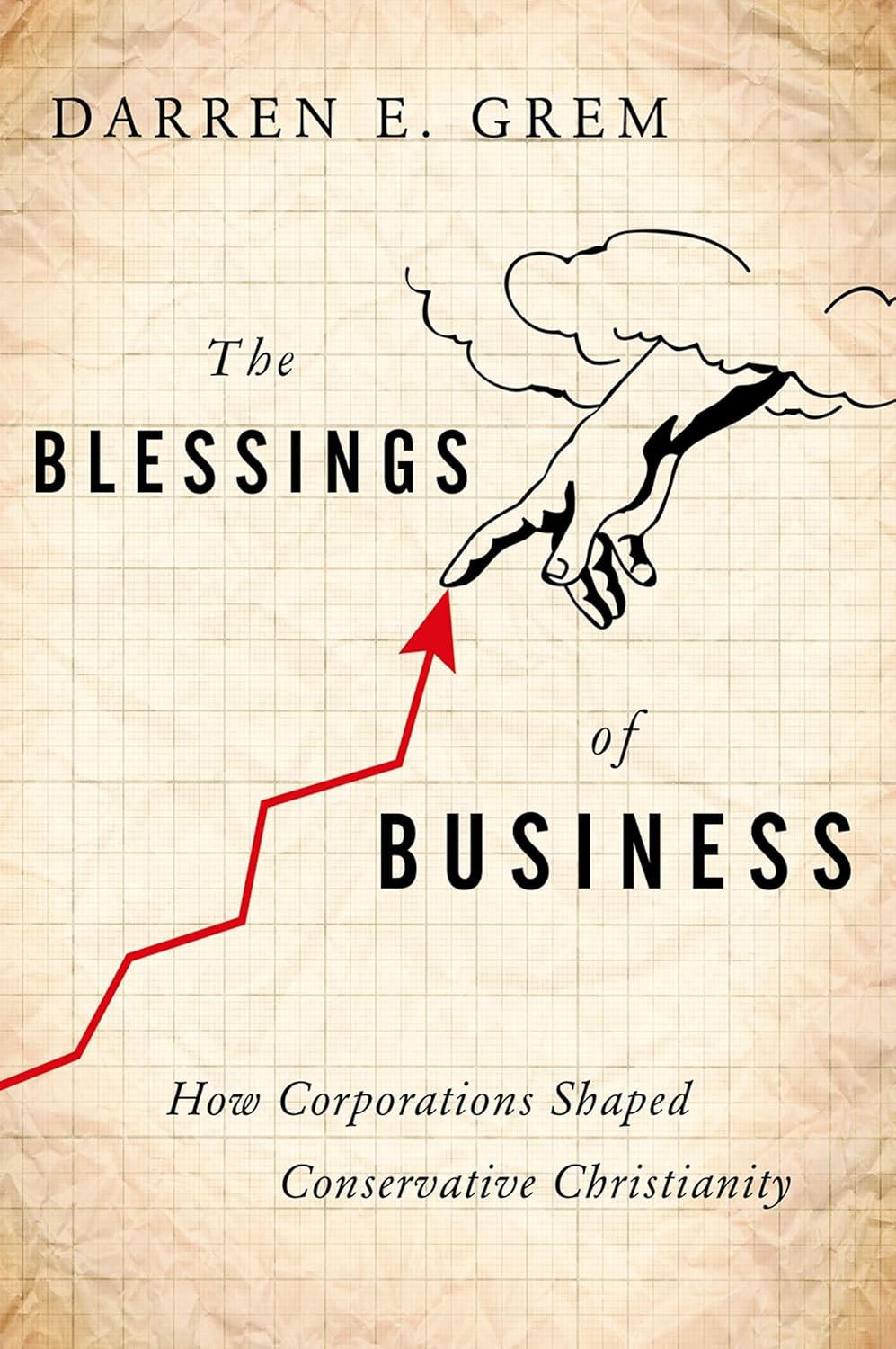 book cover of an illustration of a hand reaching out from cloud to touch ascending chart arrow
