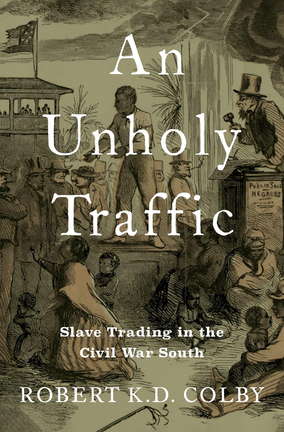 book cover of an illustration depicting enslaved people in an auction