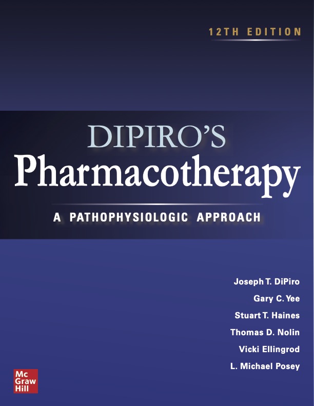 Cover of the textbook "Pharmacotherapy: A Pathophysiological Approach, 12th edition"