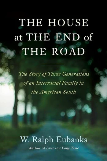 Cover image of "The House at the end of the Road". Blurry trees and road