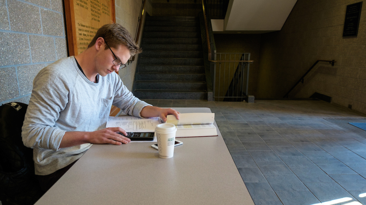 Interdisciplinary Graduate Minor in Applied Statistics - student studies statistics in Holman Hall