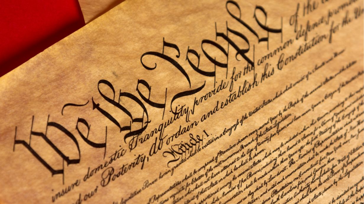 Close up of the beginning of the American Constitution.
