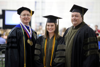Dean David D. Allen (left), Katie Sims of Athens, Ala., and Scott Hicks of New Albany