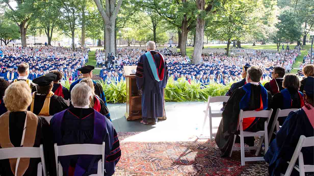 New Ole Miss graduates fill the Grove during Graduation Convocation.